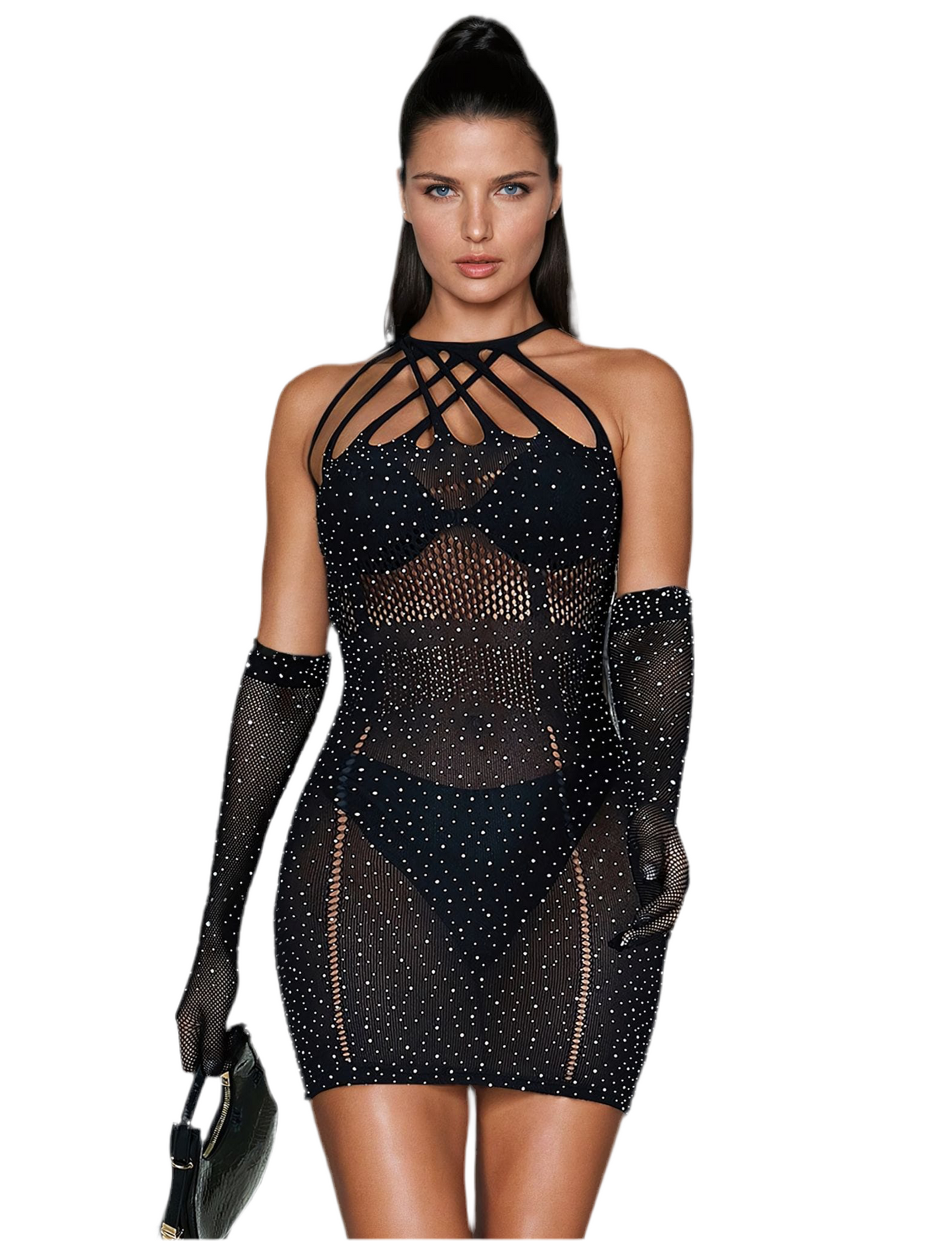 YesX YX865 Sparkle Rhinestone Fishnet