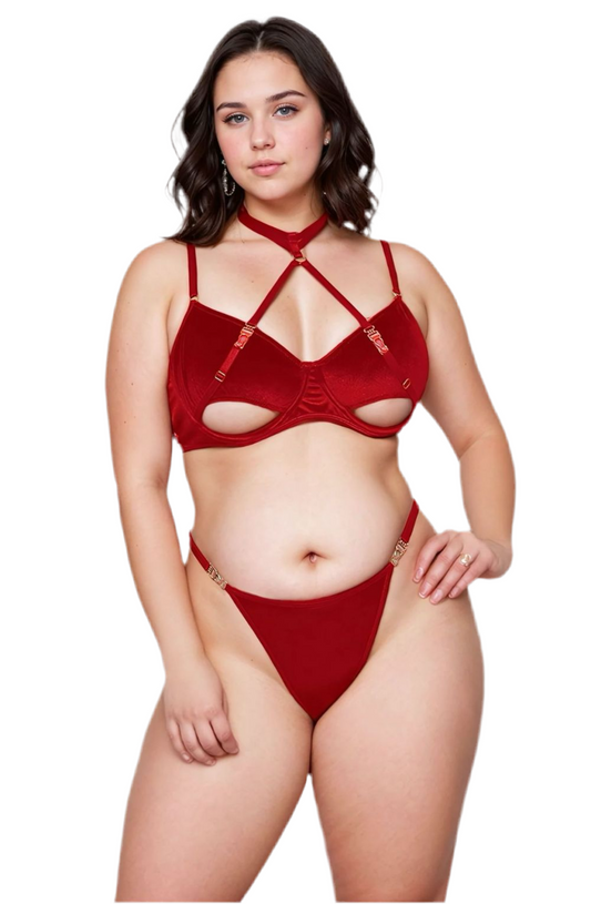 YesX YX872Q Hollow Cut Halter Bra Set Up To 2XL