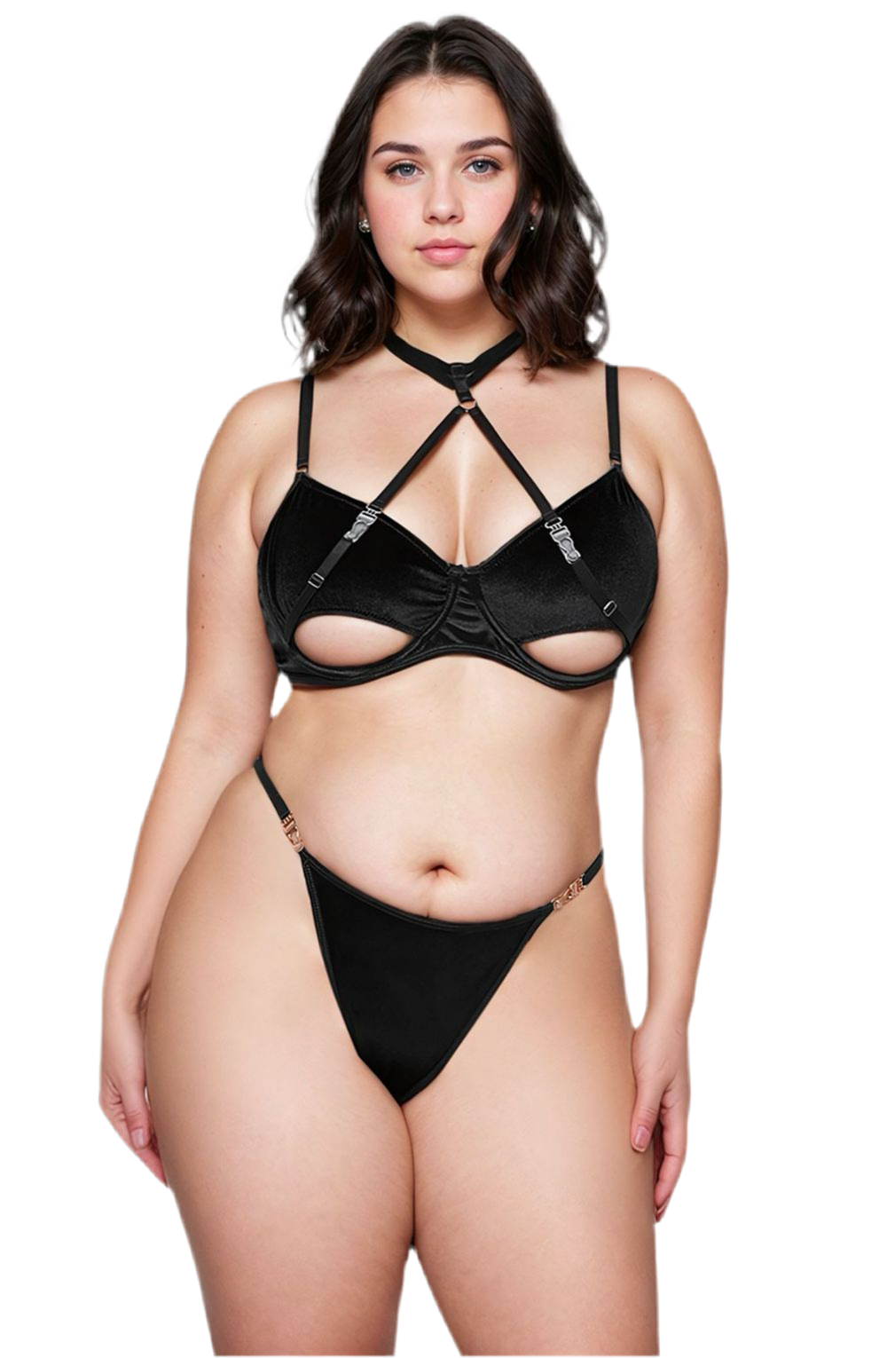 YesX YX871Q Hollow Cut Halter Bra Set