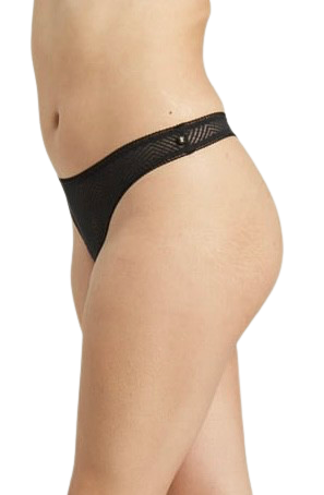 The Sheer Deco Barely There Thong Black