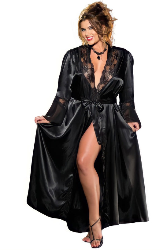 Shirley of Hollywood X20559 Black Long Robe