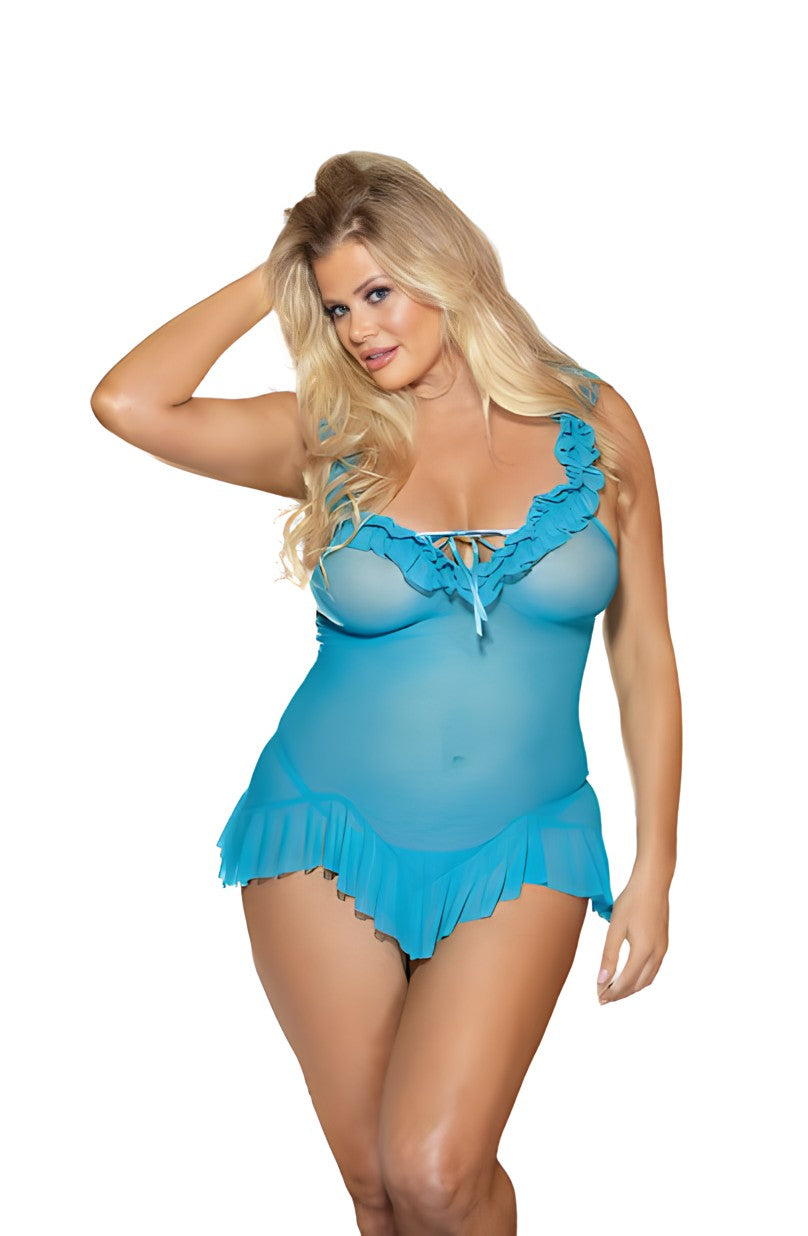 Shirley of Hollywood 96821Q Turquoise Babydoll