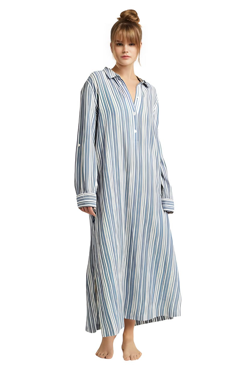 The Maxi Shirt French Navy Stripe