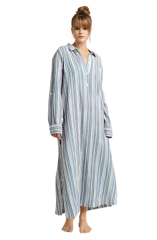 The Maxi Shirt French Navy Stripe