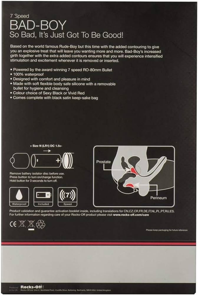 Rocks Off Bad Boy zwarte prostaatstimulator met 7 versnellingen