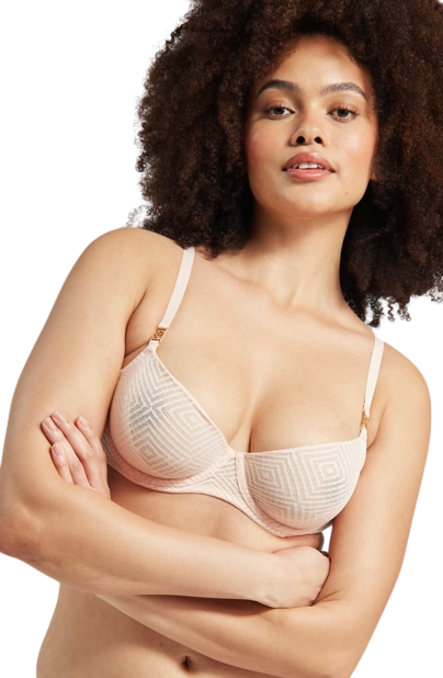 The Sheer Deco Lift Balcony Bra Blush Pink Up to GG Cup