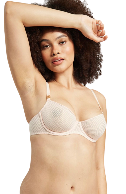 The Sheer Deco Lift Balcony Bra Blush Pink Up to GG Cup