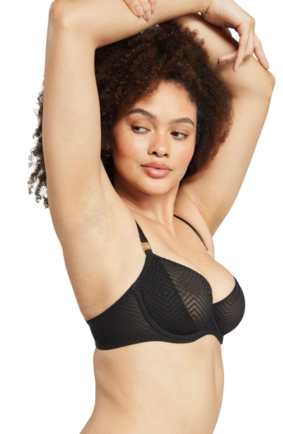 The Sheer Deco Lift Balcony Bra Black Up to GG Cup