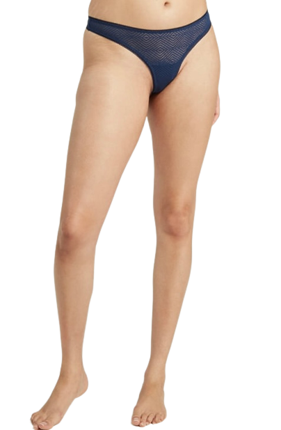 The Sheer Deco Barely There Thong Navy