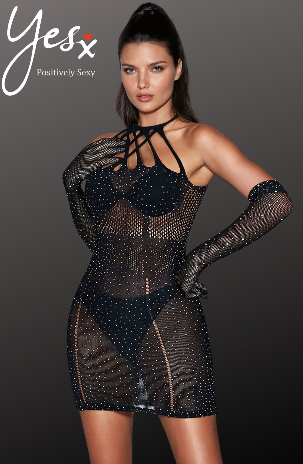 YesX YX865 Sparkle Rhinestone Fishnet