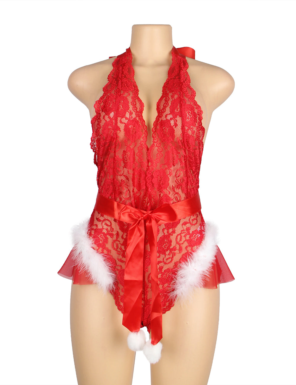 YesX YX874 Christmas Lace Halter Neck Teddy