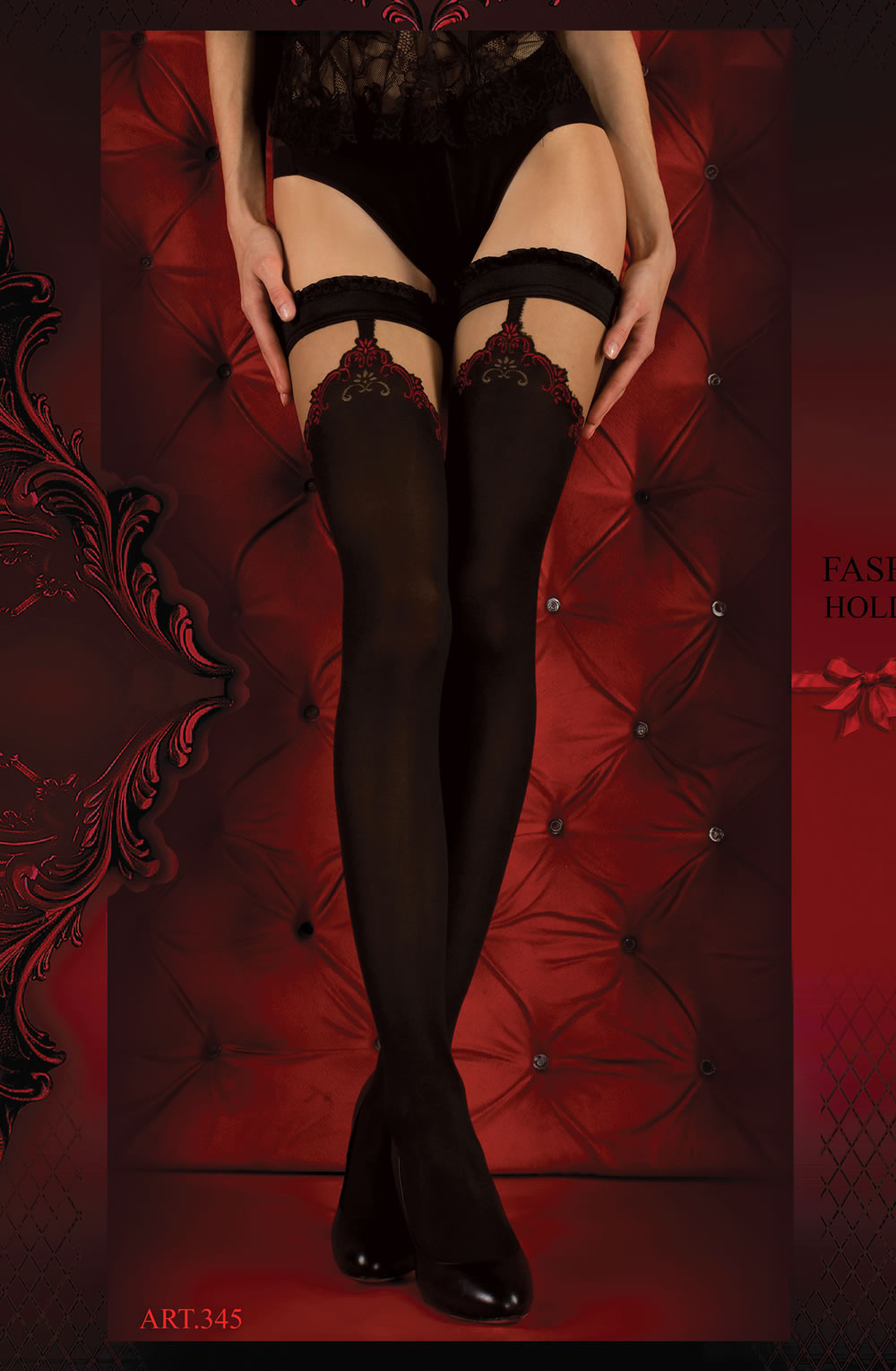 Ballerina 345 Hold Ups Nero (Black) / Red