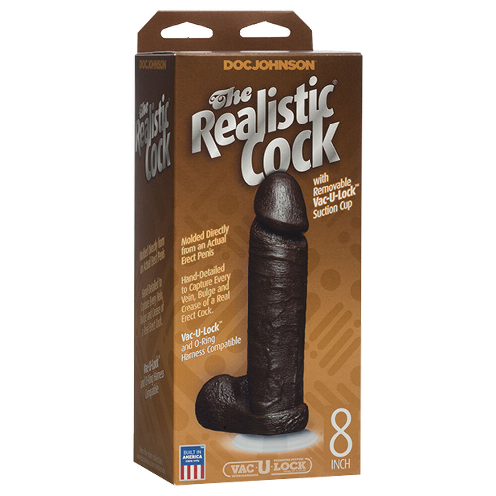 The Realistic Cock 8 Inch Dildo Black - APLTD