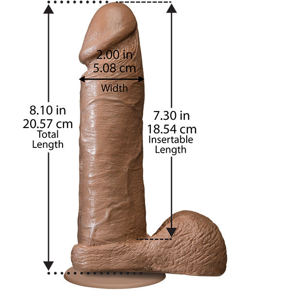 The Realistic Cock 8 Inch Dildo Flesh Brown - APLTD