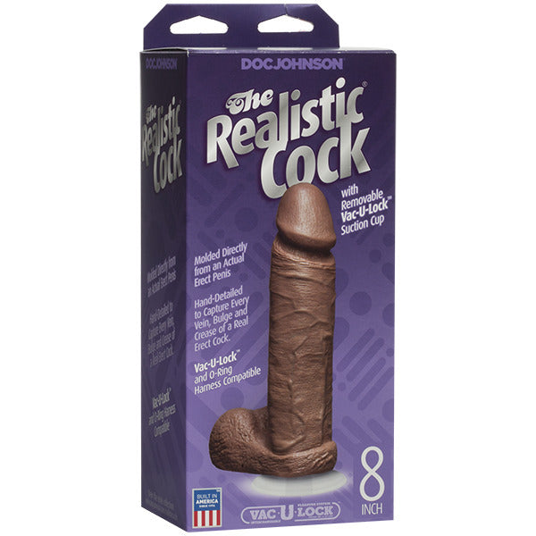 The Realistic Cock 8 Inch Dildo Flesh Brown - APLTD