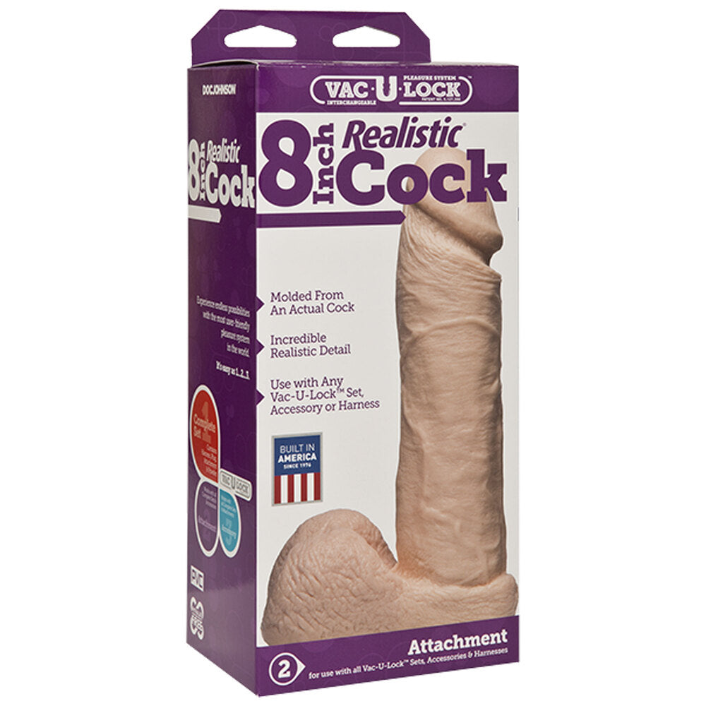 VacULock 8 Inch Realistic Cock Attachment Flesh Pink - APLTD