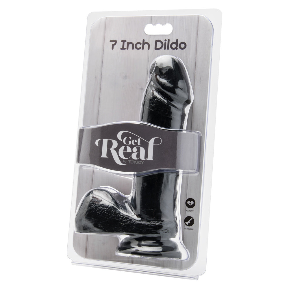 ToyJoy Get Real 7 Inch Dong With Balls Black - APLTD
