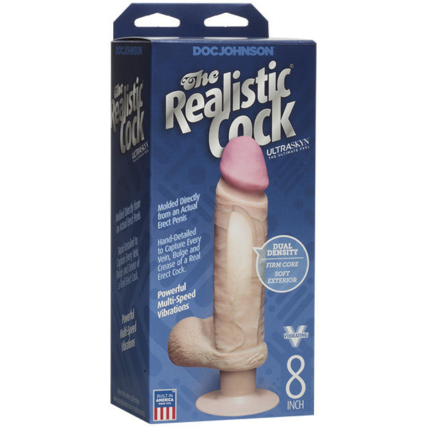 The Realistic Cock 8 Inch Vibrating Dildo Flesh Pink - APLTD