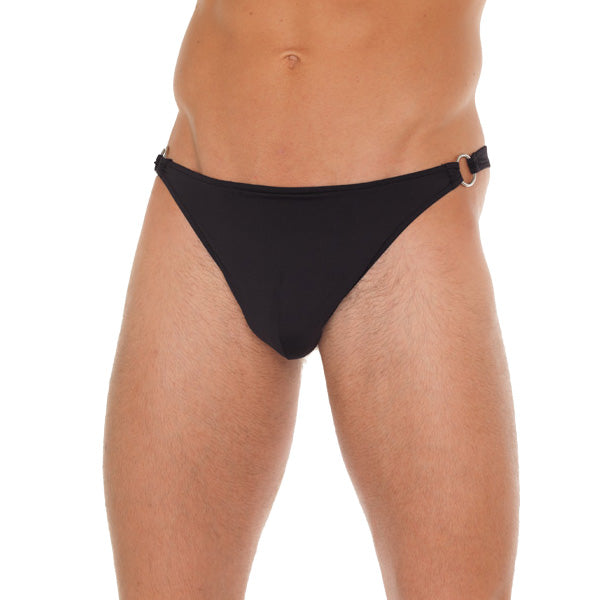 Mens Black GString With Metal Hoop Connectors - APLTD