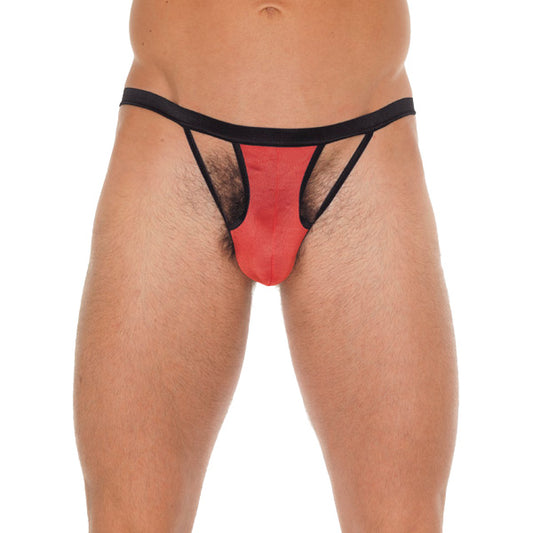 Mens Black GString With Red Pouch - APLTD