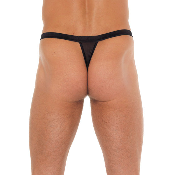 Mens Black GString With Red Pouch - APLTD