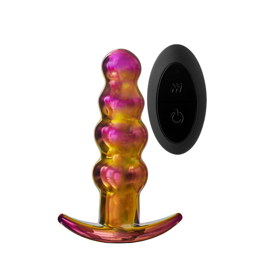 Glamour Glass Remote Control Beaded Butt Plug - APLTD