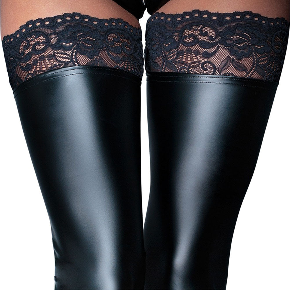 Noir Handmade Black Footless Lace Top Stockings - APLTD
