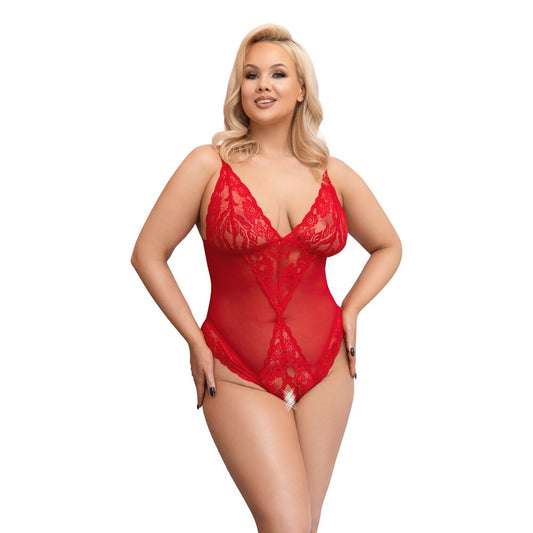 Cottelli Curves Crotchless Body Red - APLTD