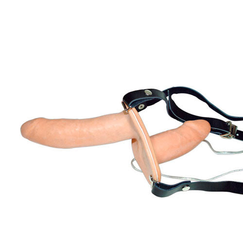 Vibrating Flesh Strap On Duo Vibrating Dongs - APLTD