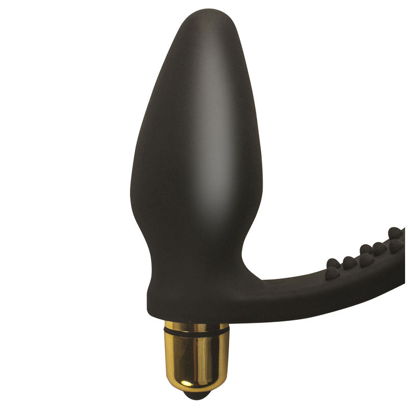 Rocks Off 7 Speed ROZen Cockring And Anal Plug Black - APLTD