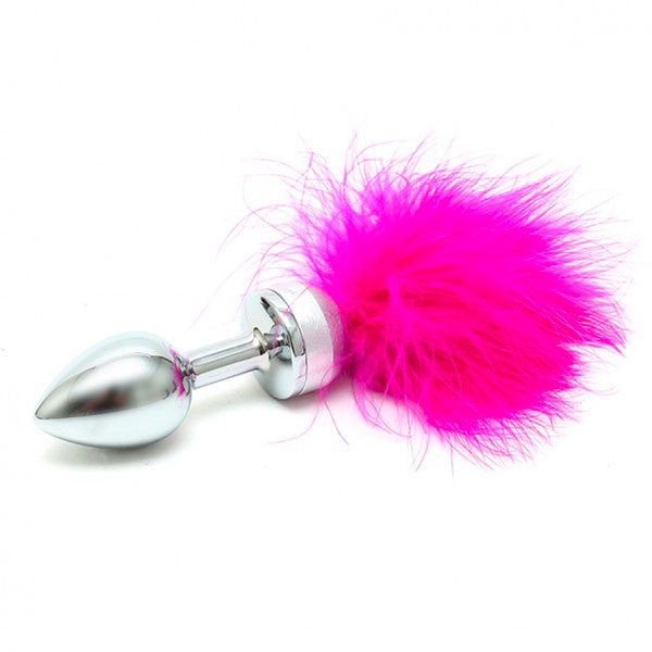 Small Butt Plug With Pink Feathers - APLTD
