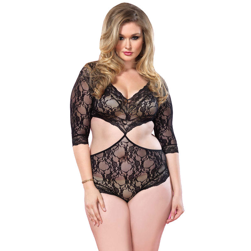 Leg Avenue Cut Out Floral Lace Teddy UK 16 to 18 - APLTD