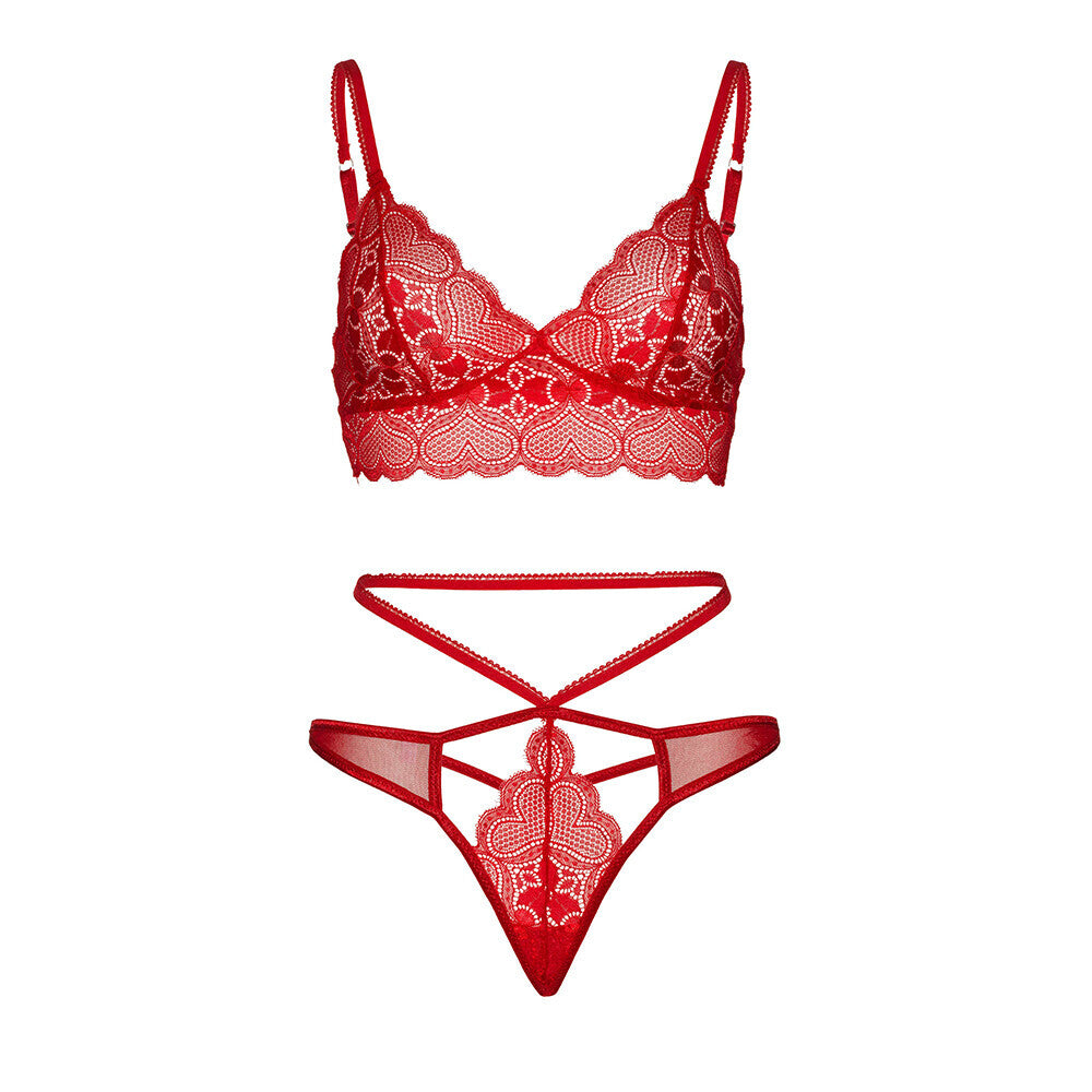 Leg Avenue Sweetheart Lace Bralette Set Red - APLTD