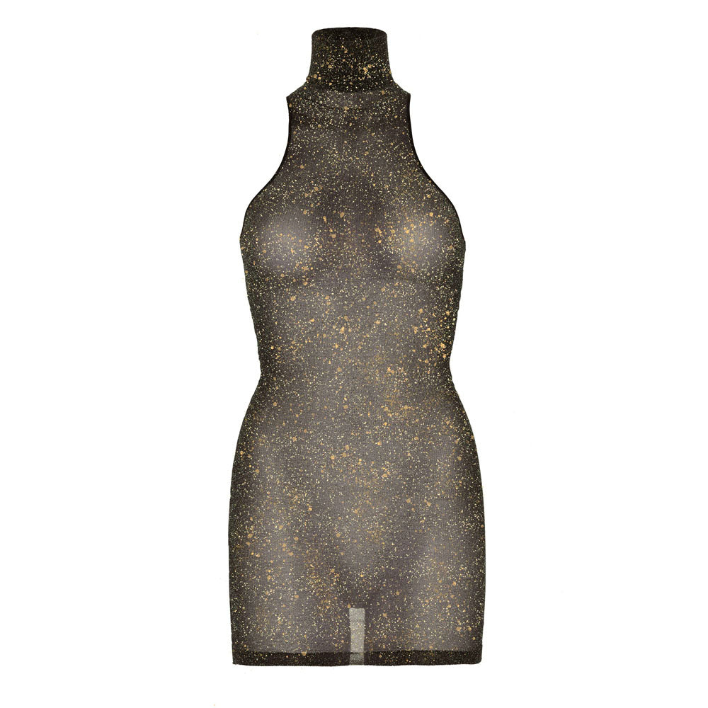 Leg Avenue Lurex Spandex Mini Dress Gold UK 8 to 14 - APLTD