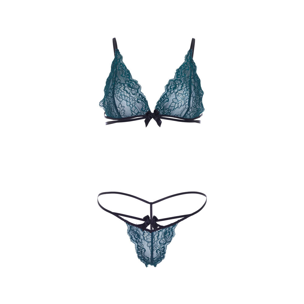 Leg Avenue Teal Lace Bralette And Matching String Panty - APLTD
