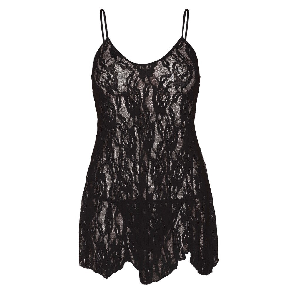 Chemise à volants en dentelle rose Leg Avenue noir UK 14 à 18