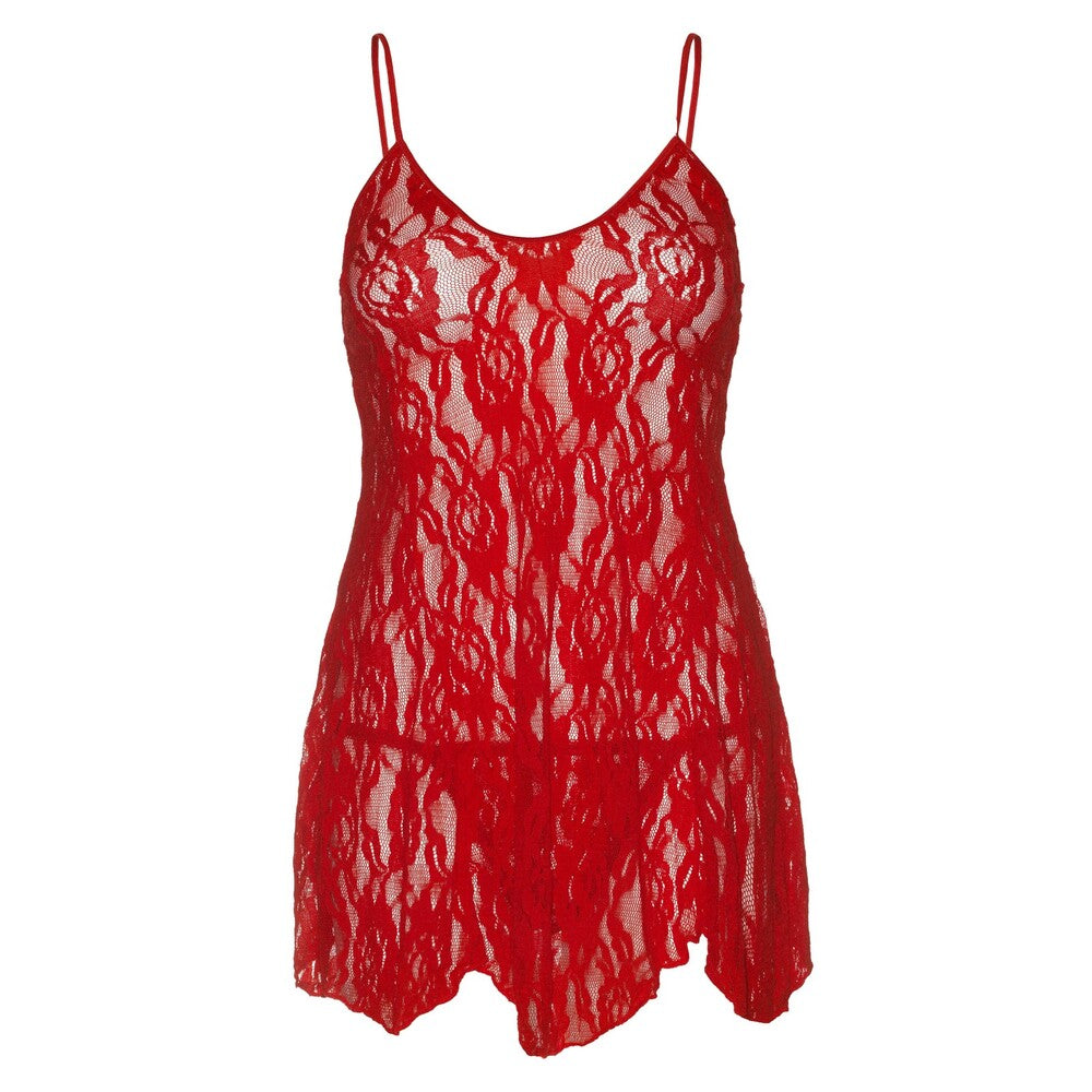 Chemise à volants en dentelle rose Leg Avenue Rouge UK 14 à 18