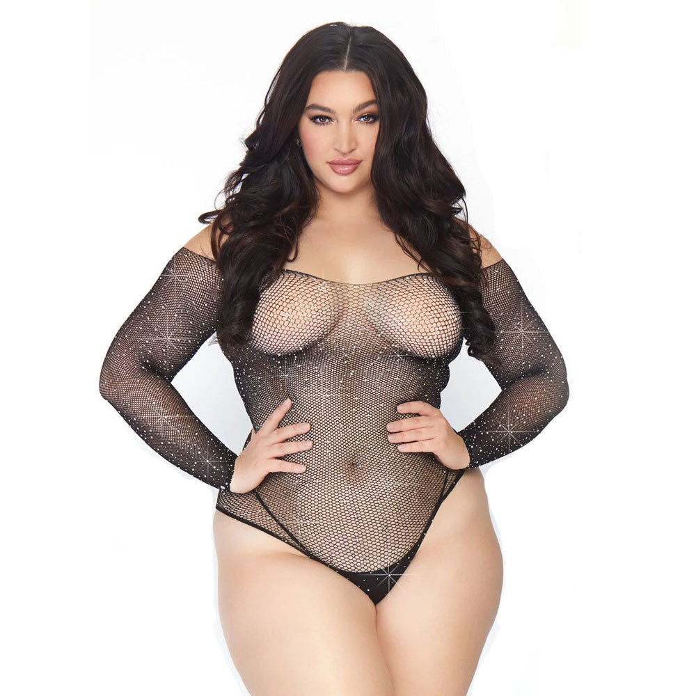 Leg Avenue Crystalized Long Sleeve Body Plus Size UK 18 to 22 - APLTD