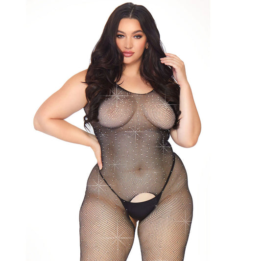 Leg Avenue Crystalized Net Bodystocking Plus Size UK 18 to 22 - APLTD