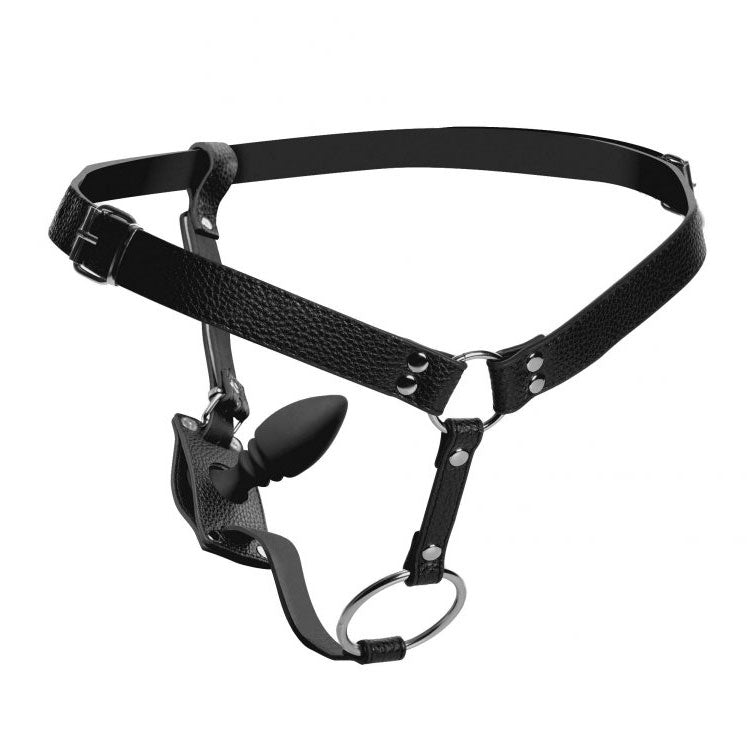 Strict Male Cock Ring Harness with Silicone Anal Plug - APLTD