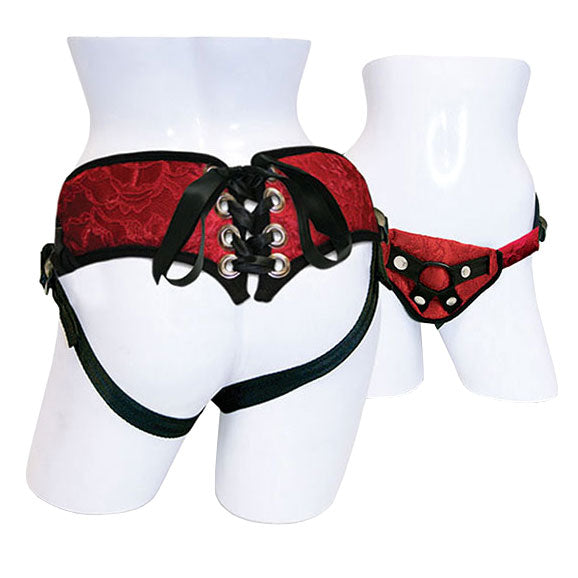 SportSheets Red Lace With Satin Corsette Strap On - APLTD