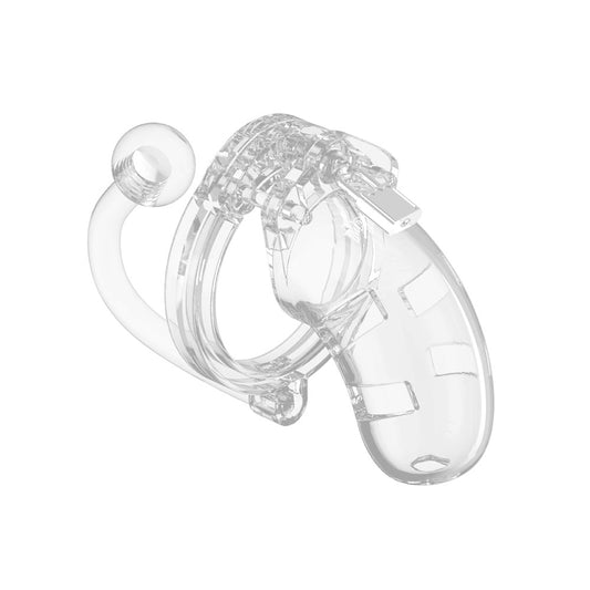 Man Cage 10  Male 3.5 Inch Clear Chastity Cage With Anal Plug - APLTD