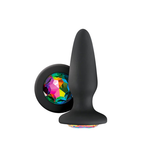 Glams Silicone Rainbow Gem Butt Plug Black - APLTD