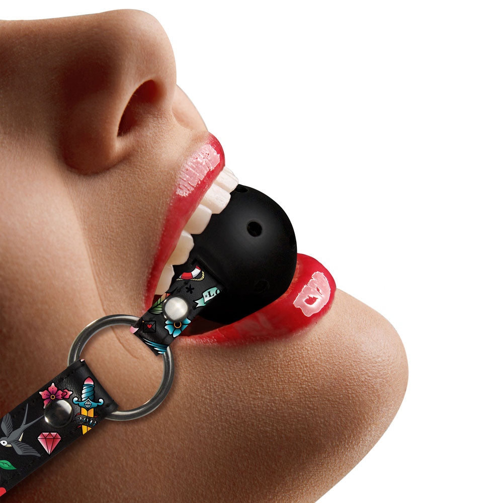 Ouch Breathable Ball Gag With Printed Leather Straps - APLTD