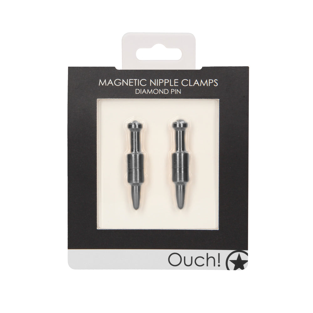 Ouch Magnetic Nipple Clamps Diamond Pin Grey - APLTD
