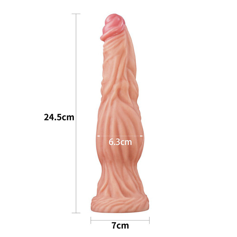 Lovetoy 9.5 Inch Dual Layered Silicone Cock Flesh Pink - APLTD
