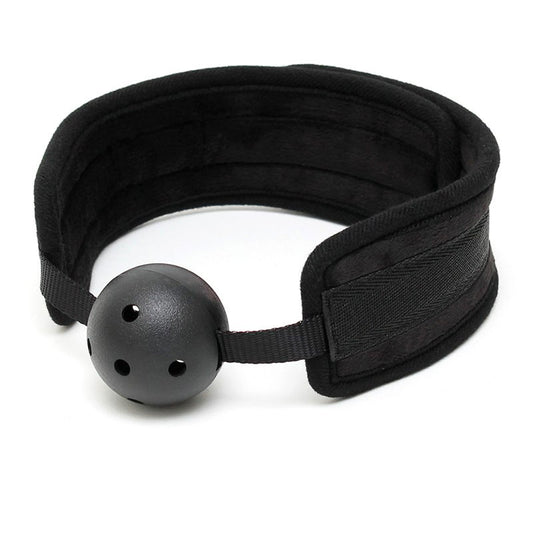 Black Padded Mouth Gag With Breathable Ball - APLTD