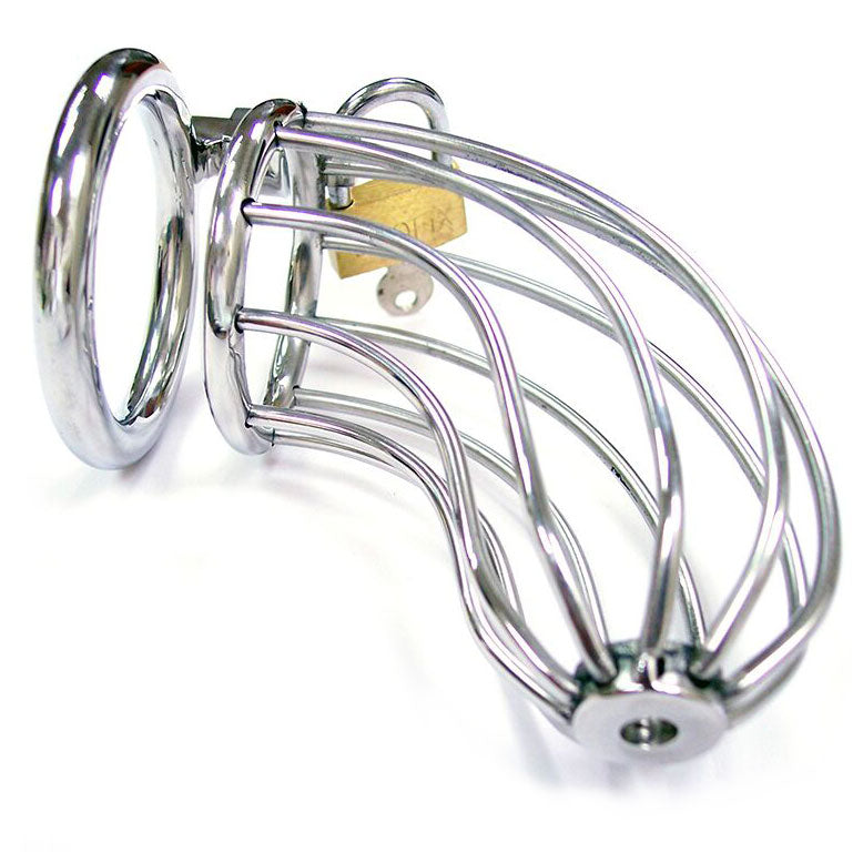 Rouge Stainless Steel Chasity Cock Cage With Padlock - APLTD