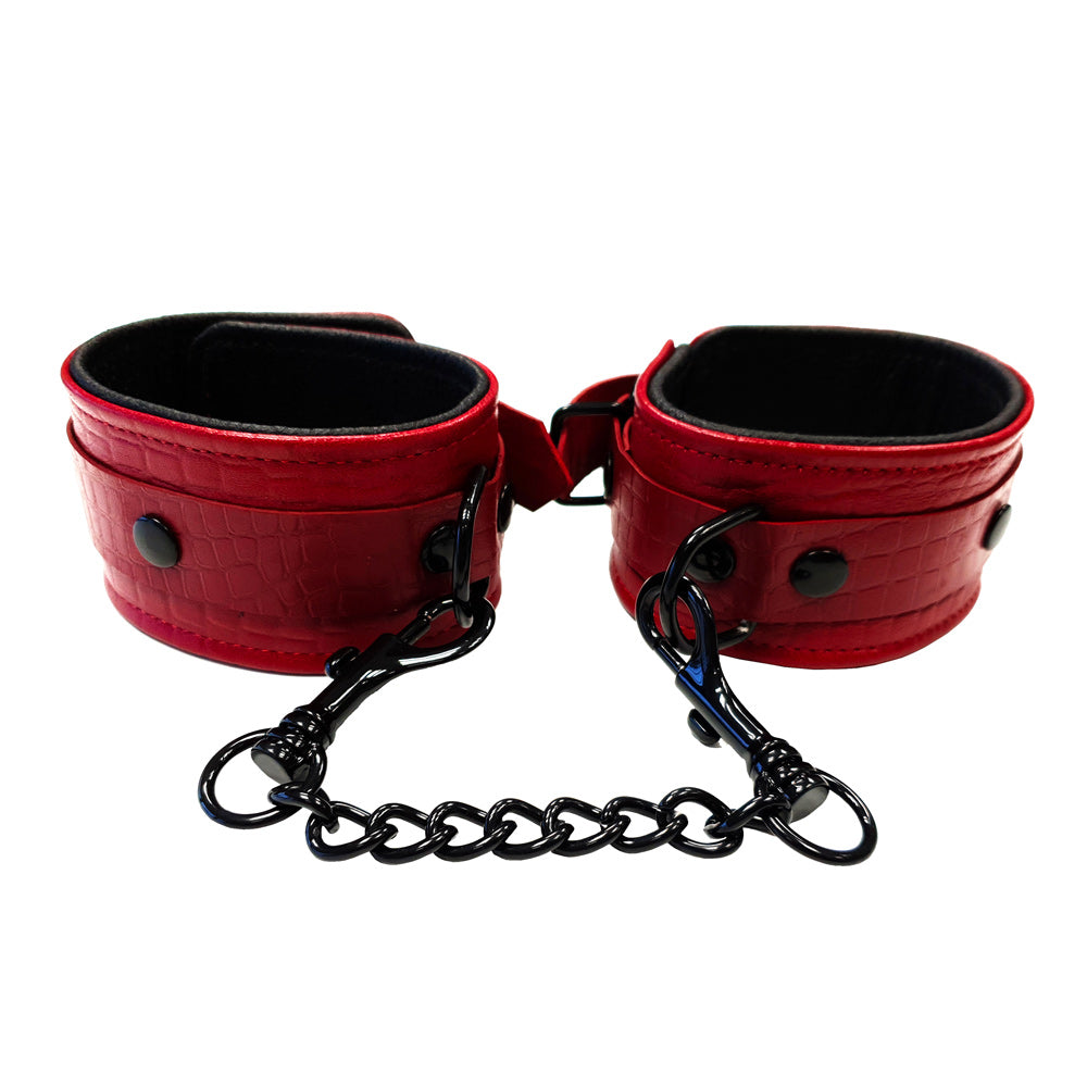 Rouge Garments Leather Croc Print Ankle Cuffs - APLTD