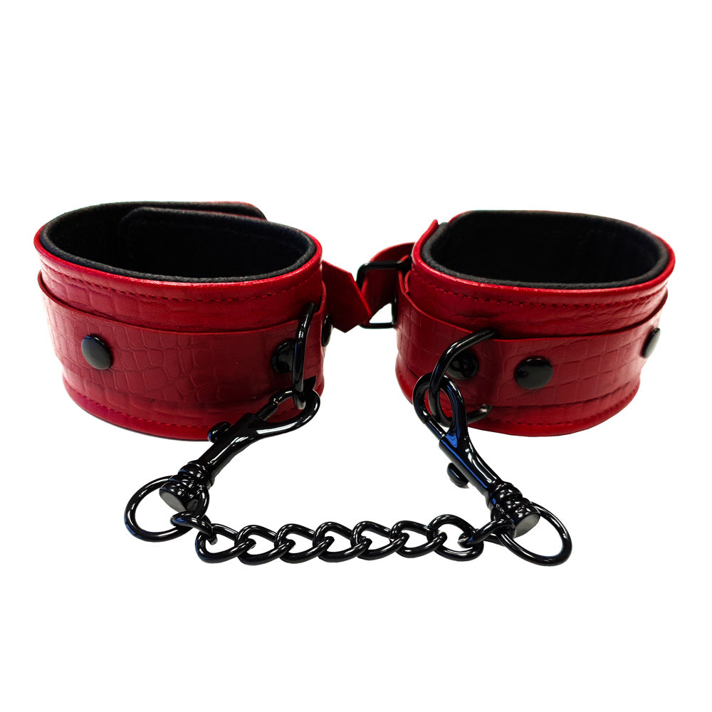 Rouge Garments Leather Croc Print Wrist Cuffs - APLTD